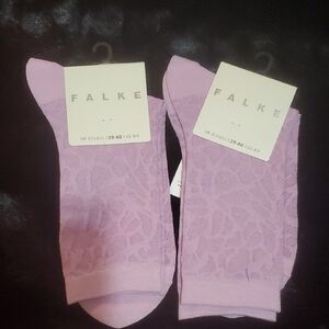 FALKE WOMEN'S SOCKS :SET OF 2 SHELL PINK;SIZE: US 8-9